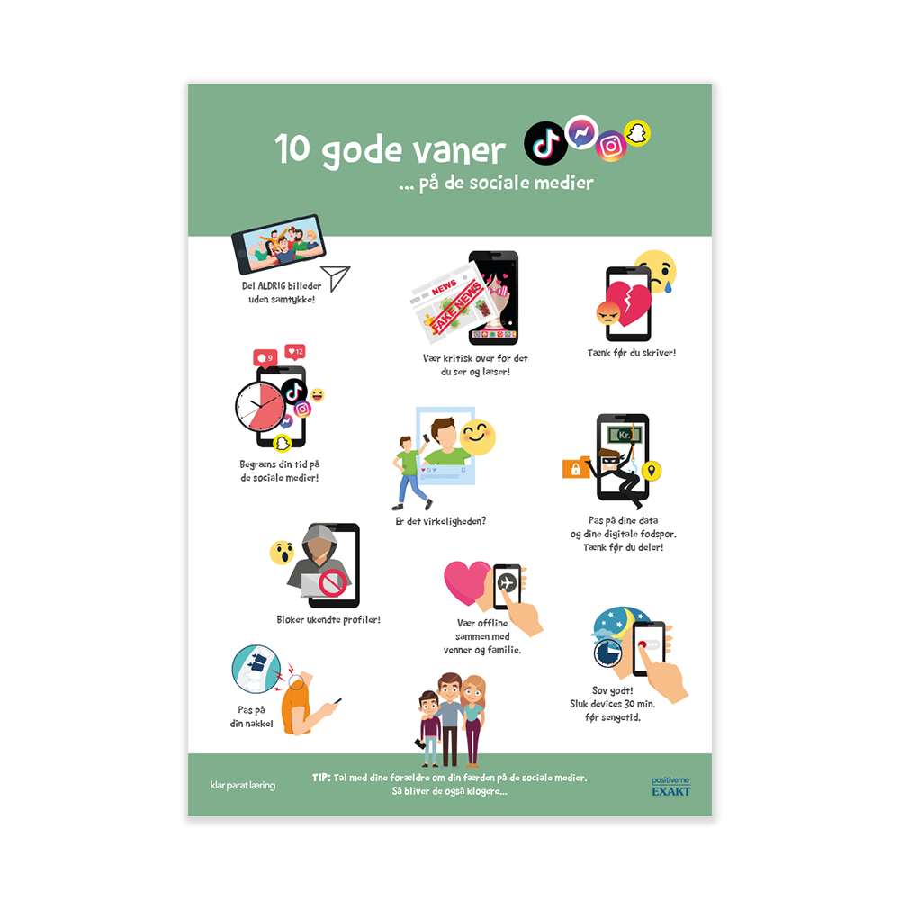Trivselstavle med 10 gode SoMe vaner til klasselokaler