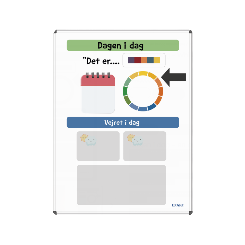 Strukturtavle uden piktogrammer med dagen i dag til dagtilbud
