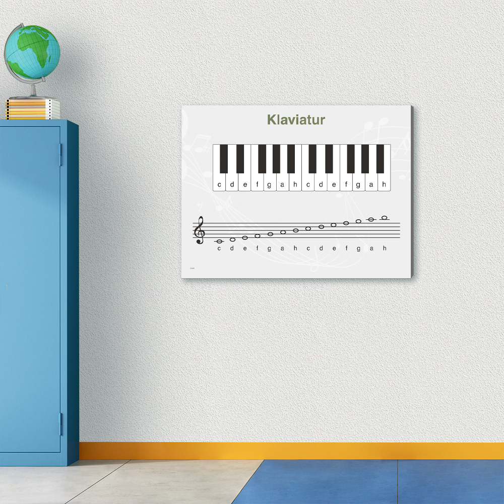 Udsmyk skolens gang og musiklokalet med musikalske elementer som dette design med et klaviatur
