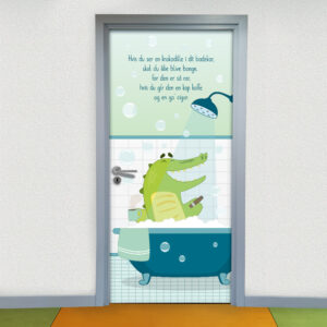 Udsmyk skolen og dagtilbuddets med børnesange som man kender. Her et flot design med Hvis du ser en krokodille.