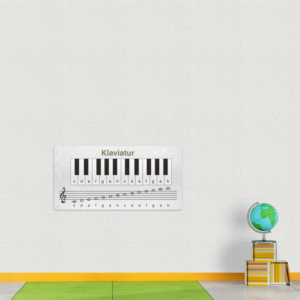 Udsmyk skolens gang og musiklokalet med musikalske elementer som dette design med et klaviatur