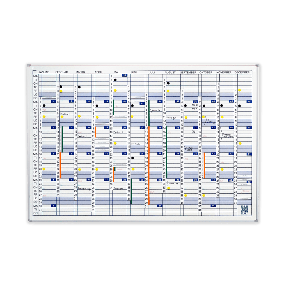 Evighedskalender på whiteboard i 90x60 cm