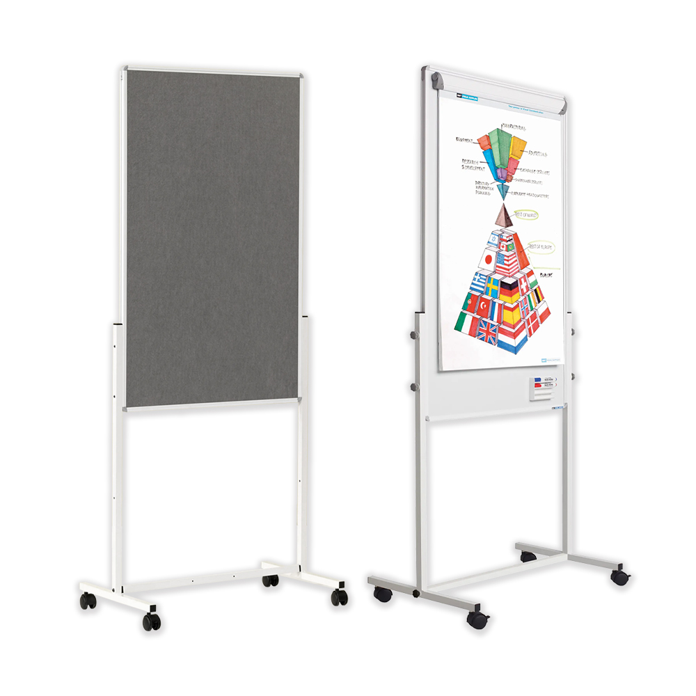 EXAKT dobbeltsidet flipover med opslagstavle på den ene side og whiteboard på den anden
