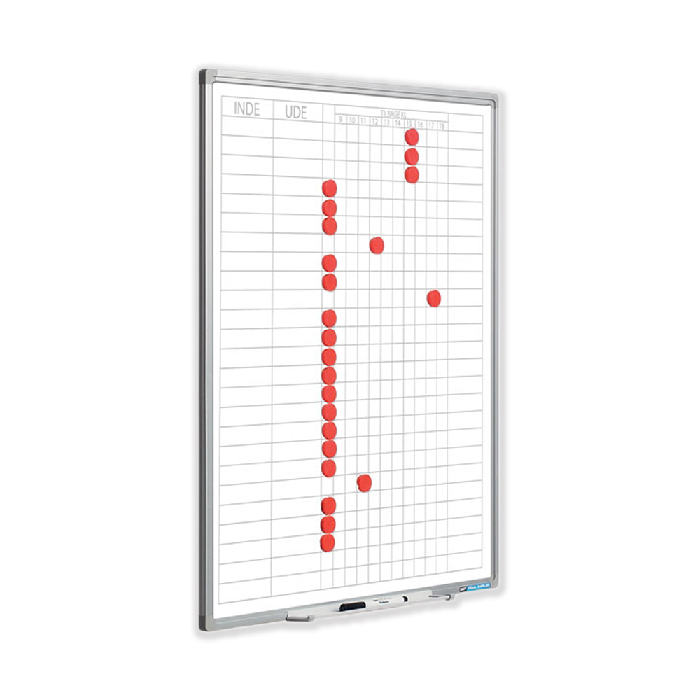 Tilstedeværelsestavle fra Exakt med plads til 25 medarbejdere