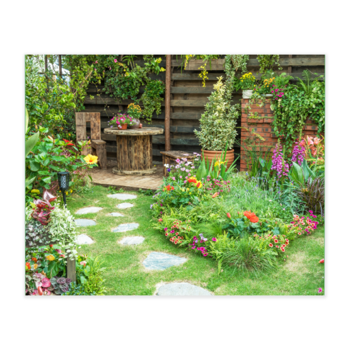 Akustikbillede med motiv af en haven