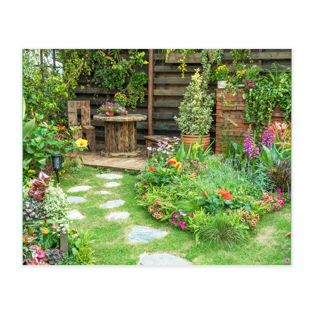 Akustikbillede med motiv af en haven