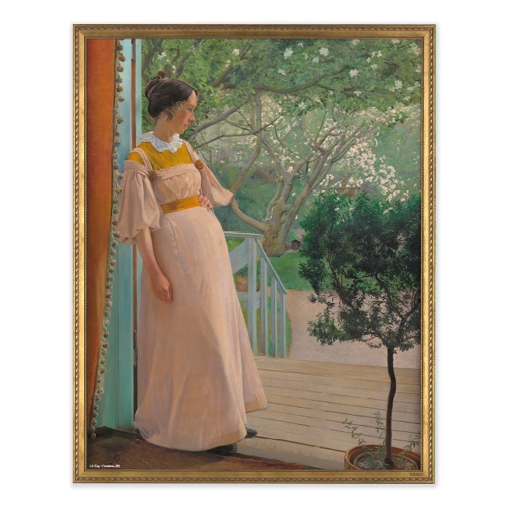 Kunstmotiv fra L.A. Ring med I havedøren