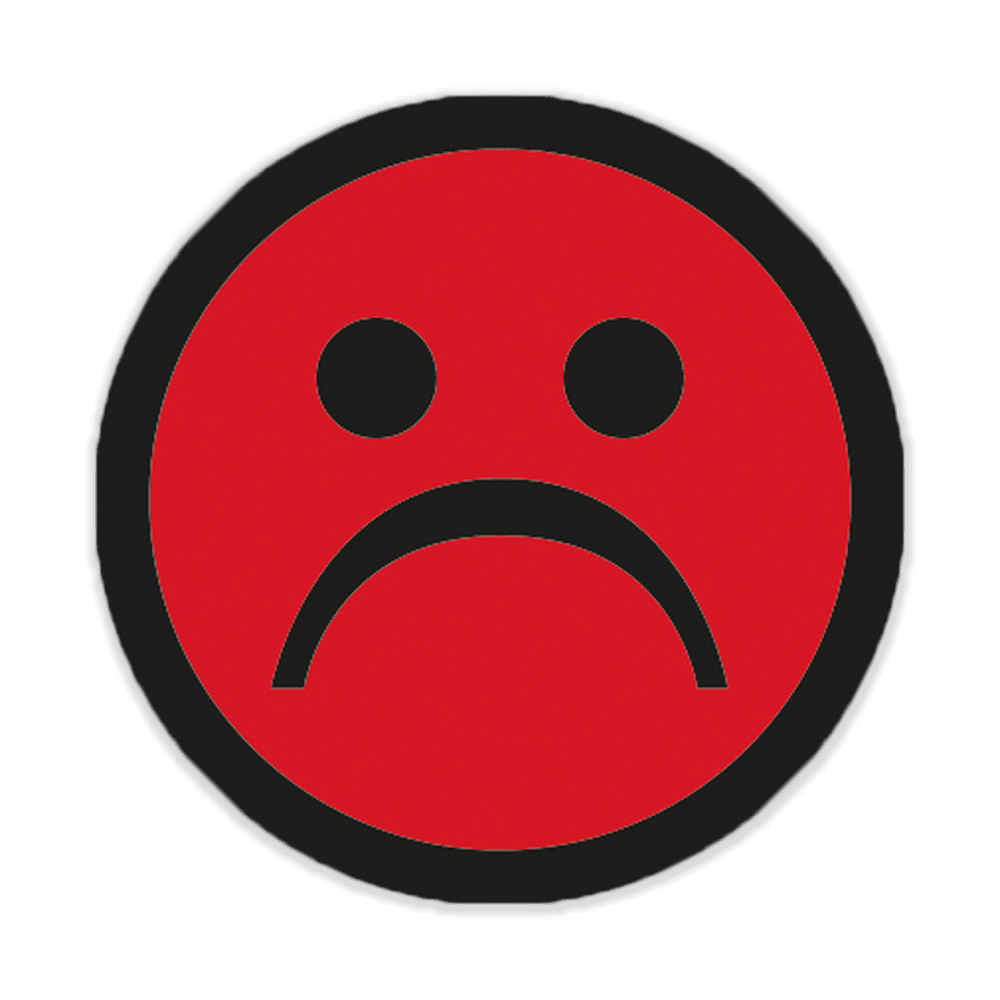 Rød magnet med sur smiley til planlægningstavle