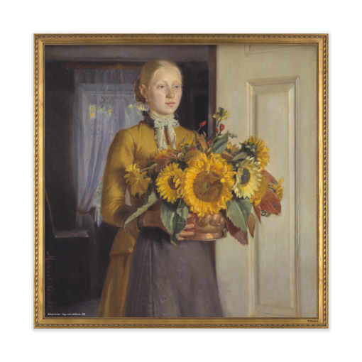 Kunstmotiv fra Michael Ancher med Pigen med solsikkerne