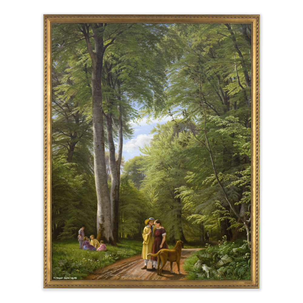 Kunstmotiv fra P.C. Skovgaard med Bøgeskov i maj