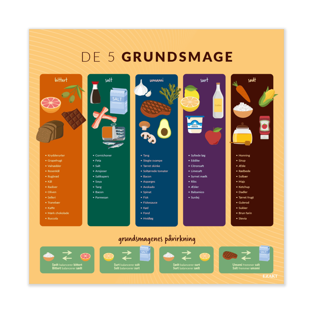 Design med de fem grundsmage til madkundskabslokalet