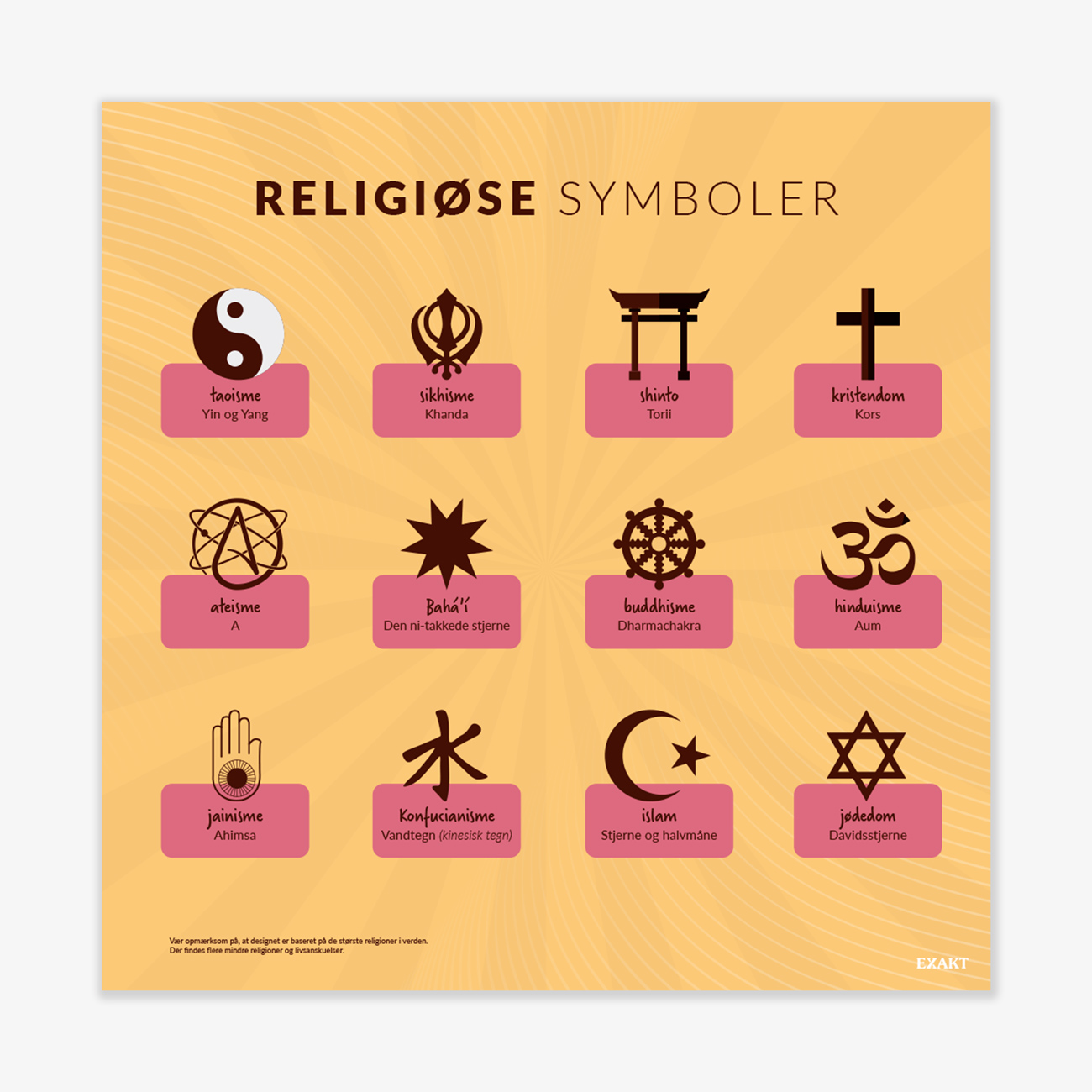 Design med religions symboler til grundskolen