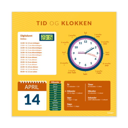 Design med tid og klokken til grundskolen