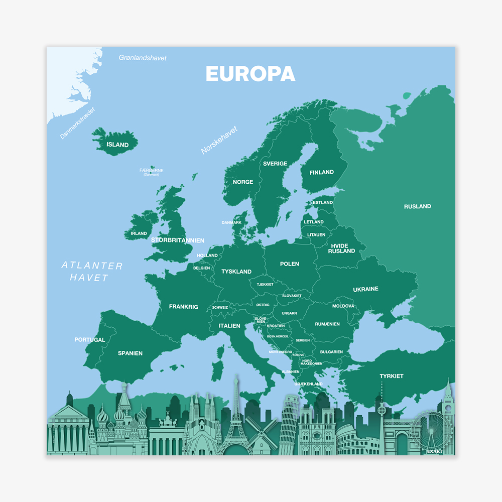 Europakort til grundskoler og dagtilbud på vægplade