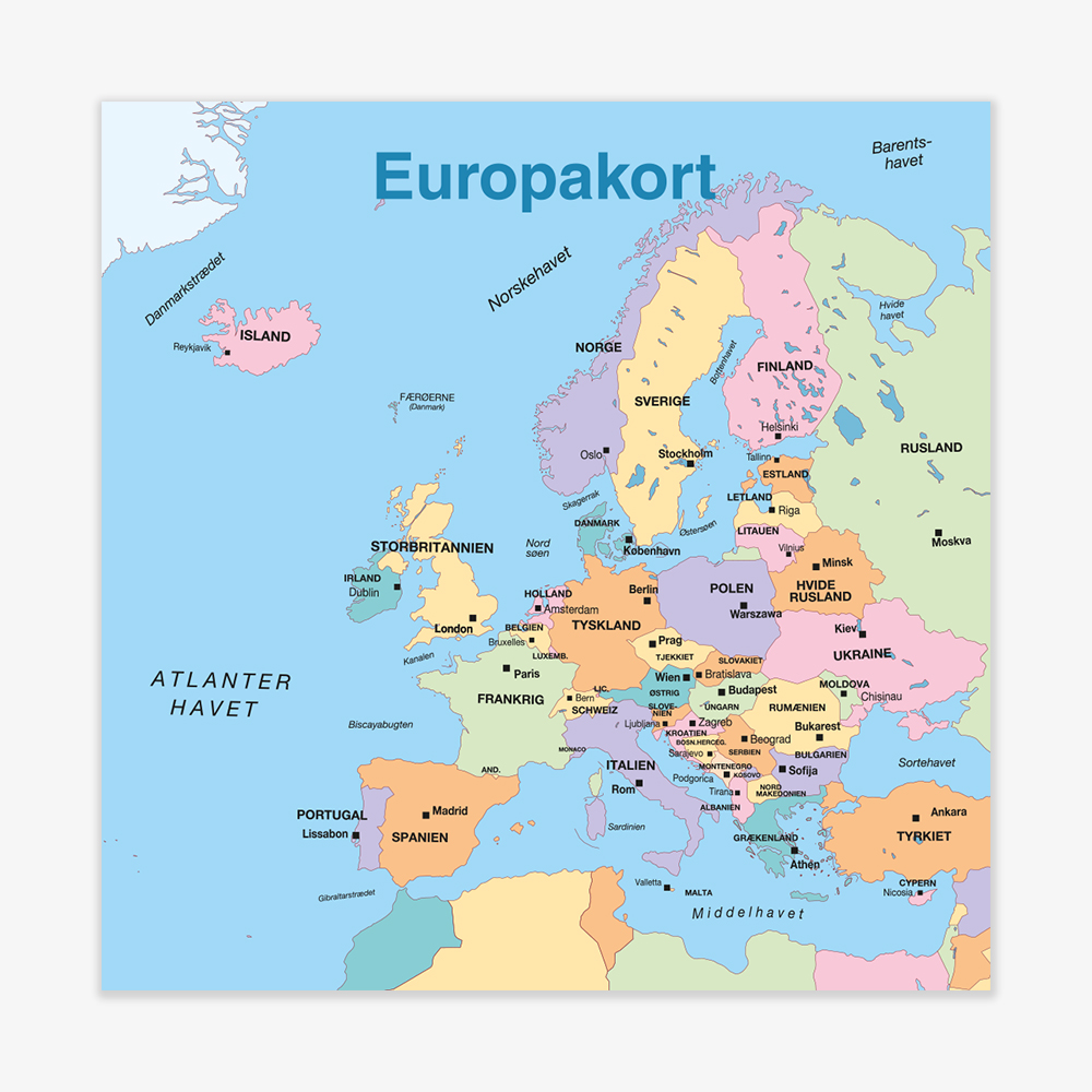 Europakort til grundskoler og dagtilbud på vægplade