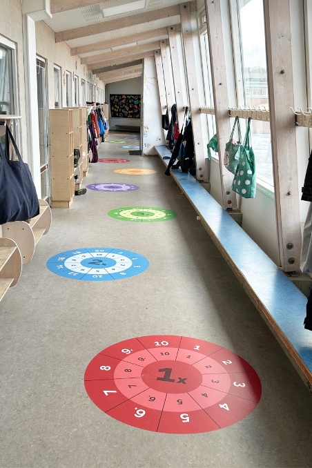 Gulvfolier med tabeller til skolegang
