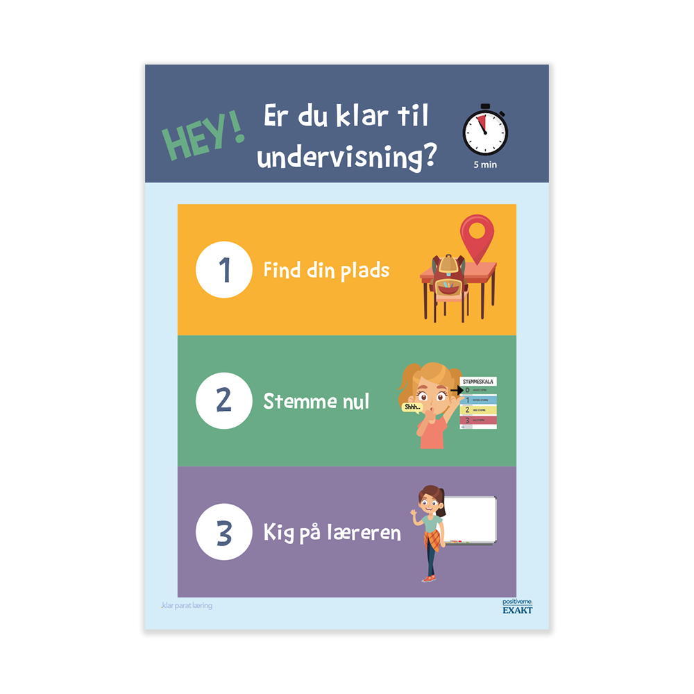 Trivselstavle med Klar til undervisning til klasserum