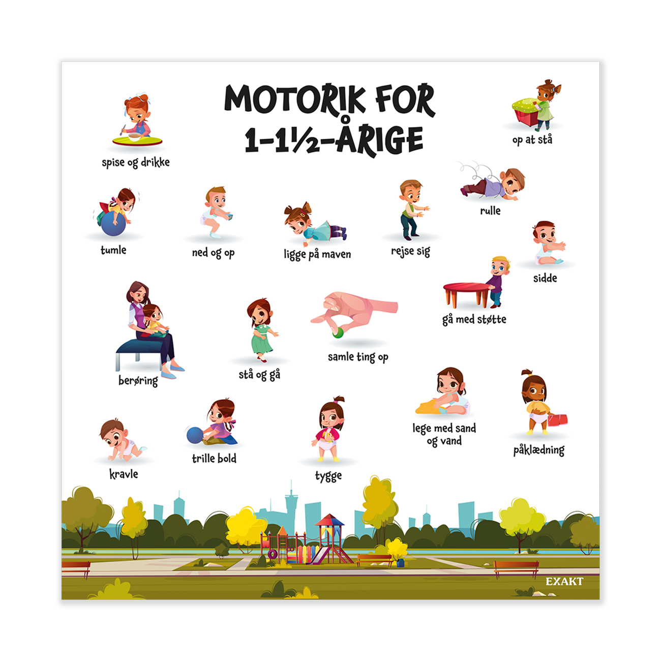Læringstavle med Kroppen - Motorik for 1-1½-årige