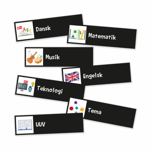 Piktogrammagneter med fag til indskoling
