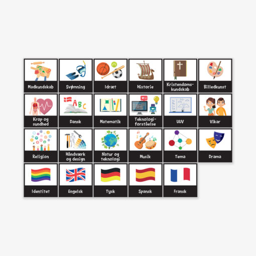 Piktogrammagneter med fag til mellemtrin