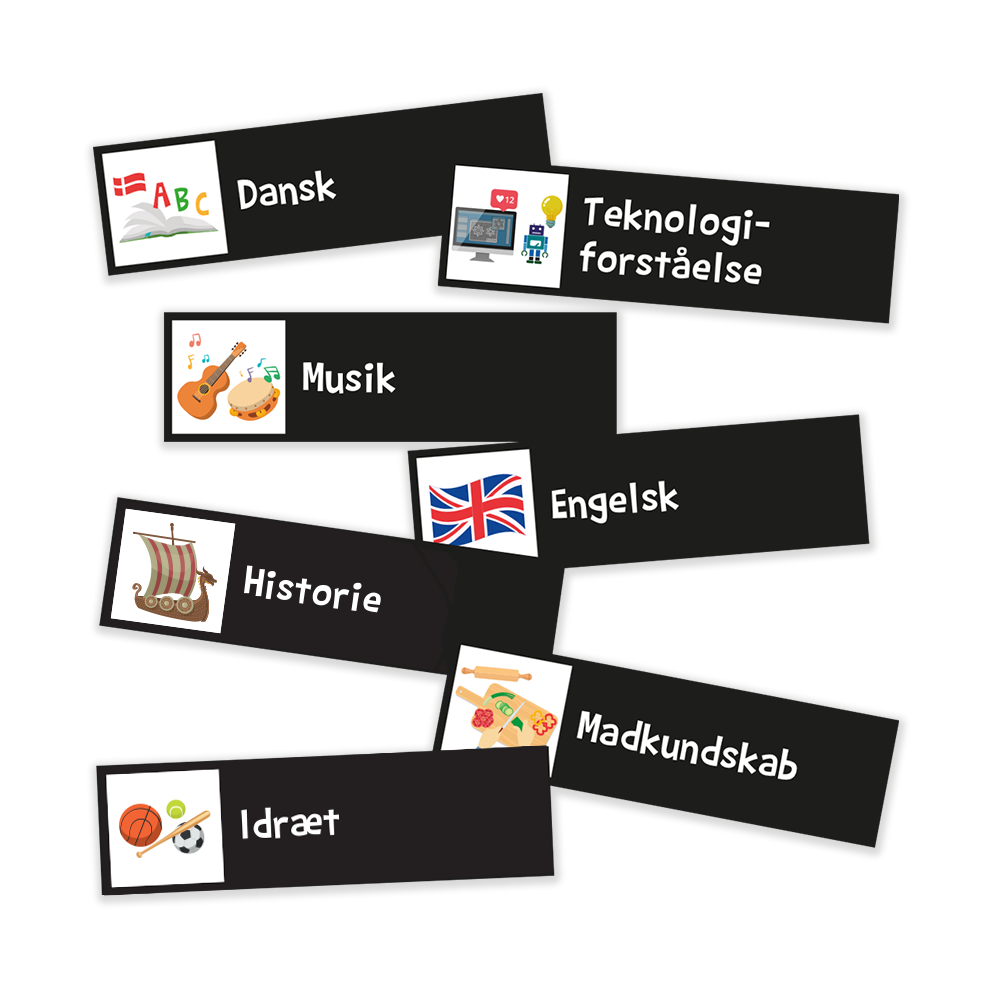 Piktogrammagneter med fag til mellemtrin