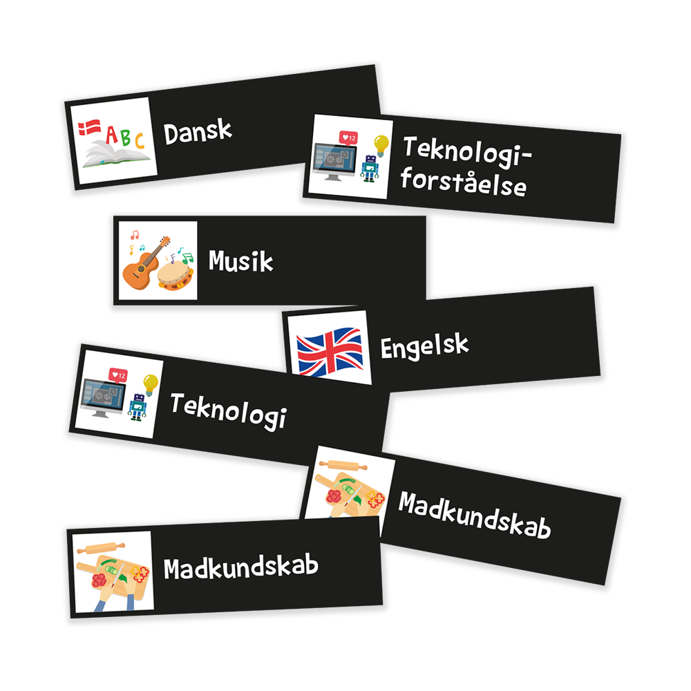 Piktogrammagneter med fag til mellemtrin