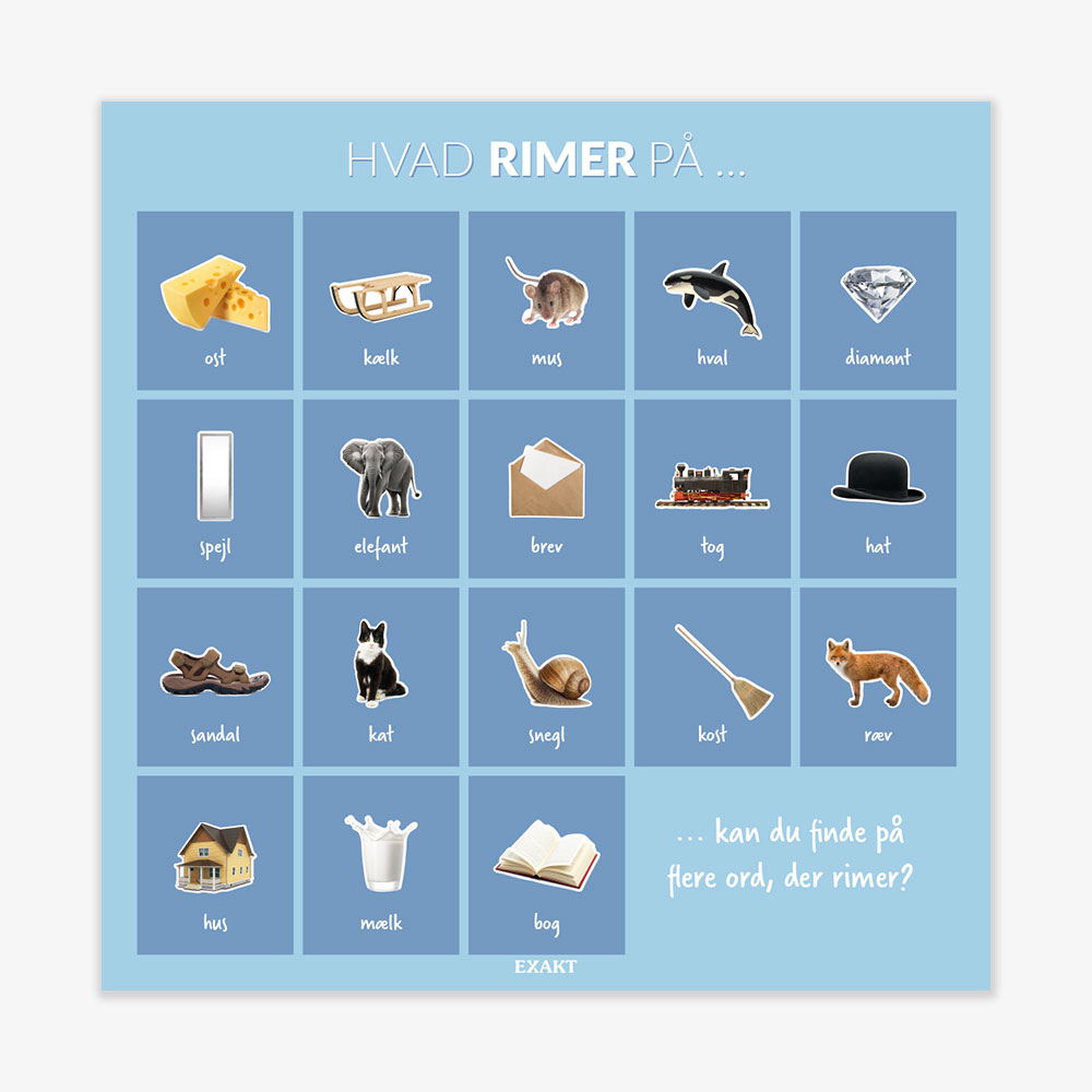 Læringsplade med parrim til dagtilbud