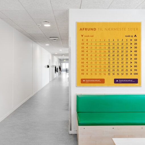 Læringsplade i træfiner med afrunding til klasselokale