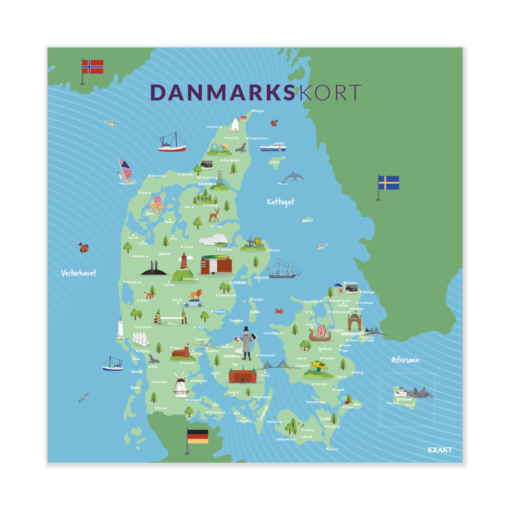 Design med danmarkskort til grundskolen