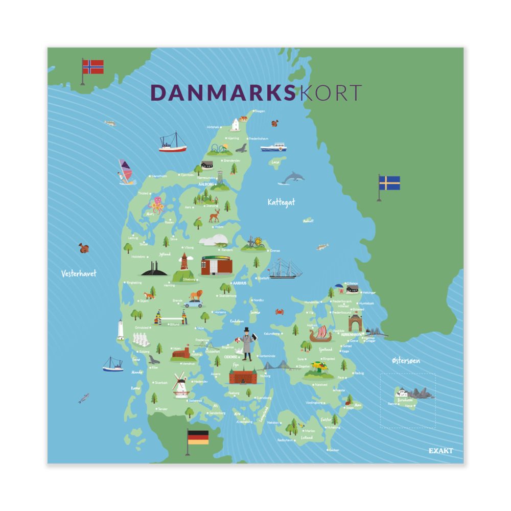 Design med danmarkskort til grundskolen