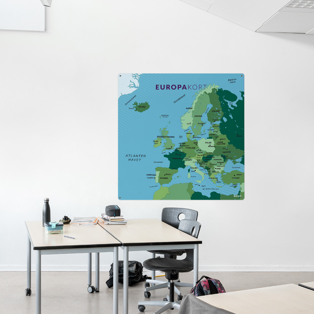 Læringsplade med Europakort til klasselokale