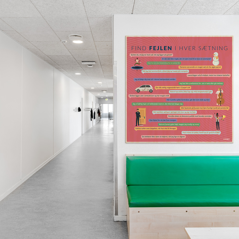 Læringsplade i træfiner med fejl001 til klasselokale