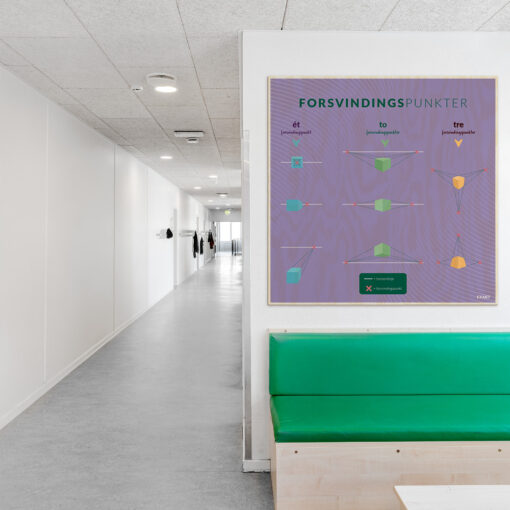 Læringsplade i træfiner med Forsvindingspunkter til klasselokale