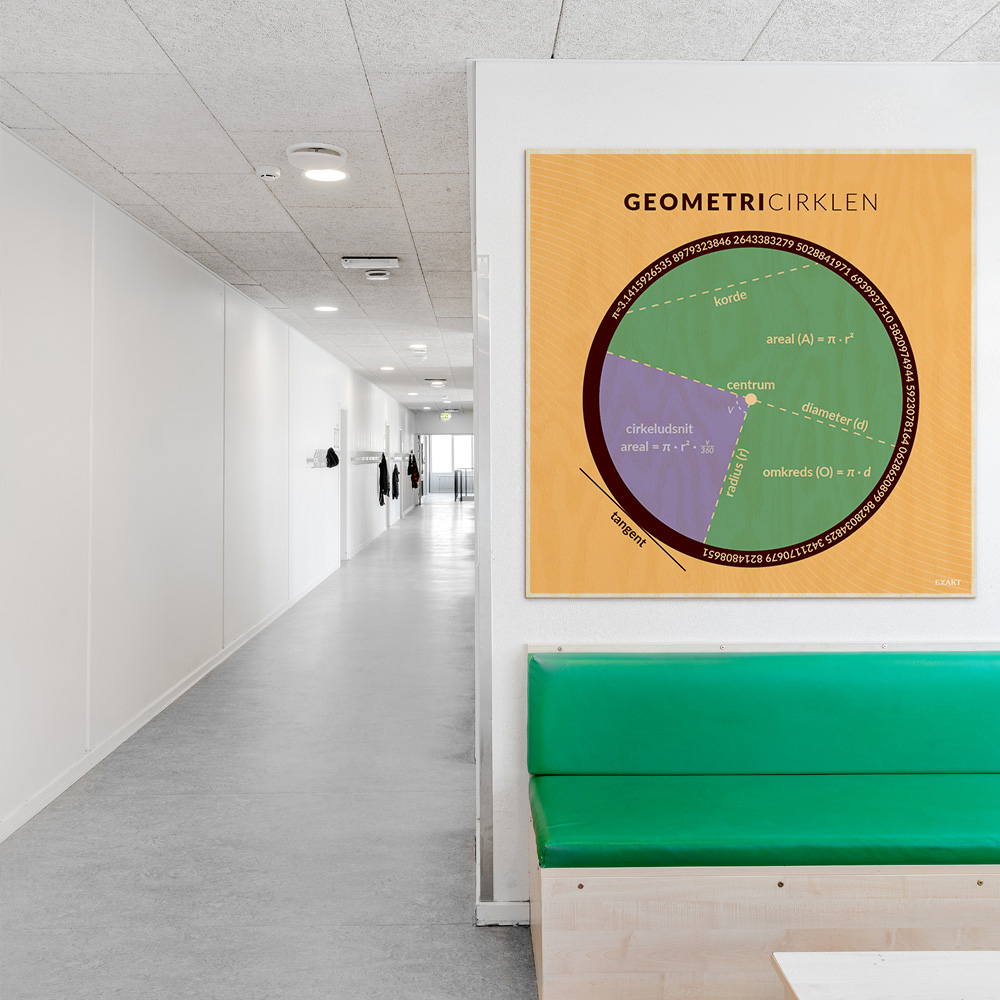 Læringsplade i træfiner med Geometricirklen til klasselokale