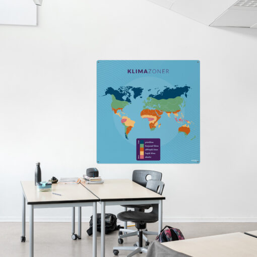 Læringsplade med Klimazoner i klasselokale