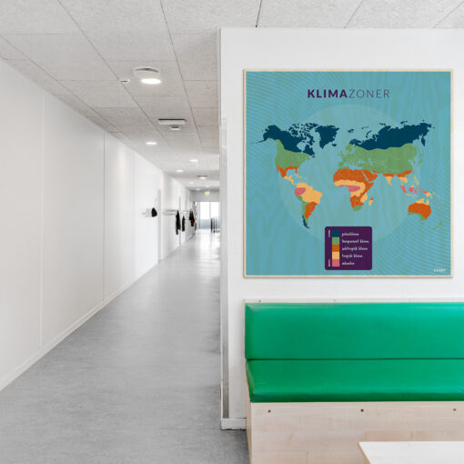 Læringsplade i træfiner med Klimazoner i klasselokale