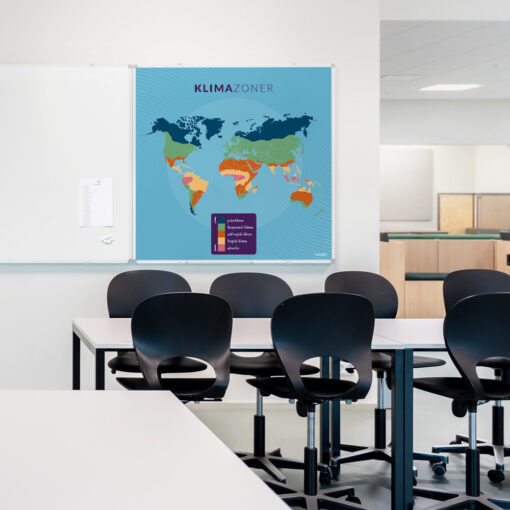 Whiteboard med Klimazoner i klasselokale