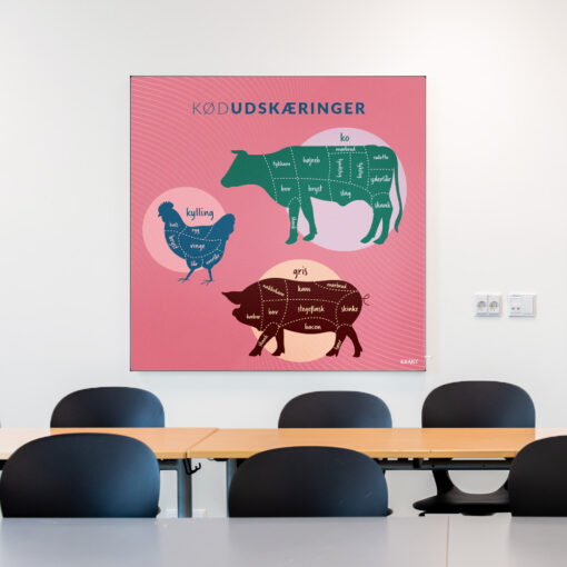 Akustik med Kødudskæringer i klasselokale