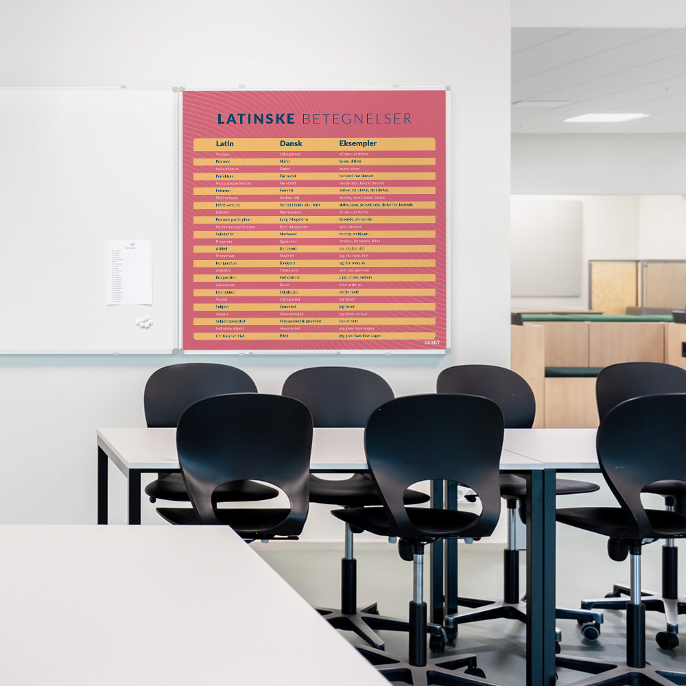 Whiteboard med LatinskeBetegnelser i klasselokale
