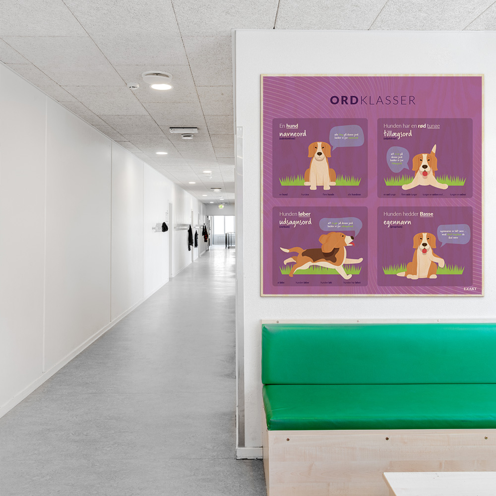 Læringsplade i træfiner med OrdklasserIndskolingen i klasselokale