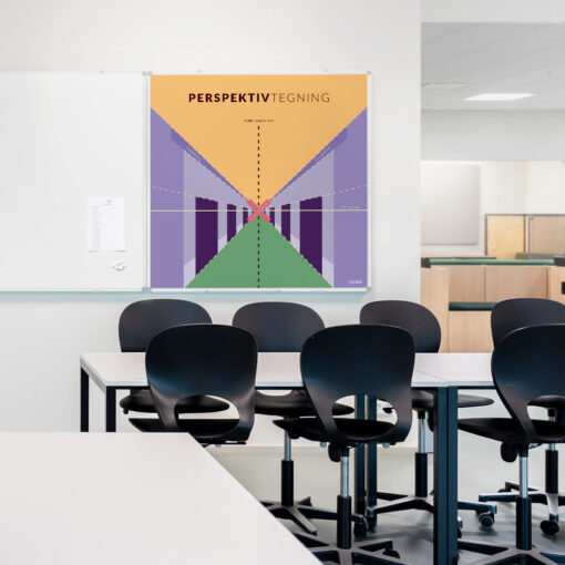 Whiteboard med Perspektivtegning i klasselokale