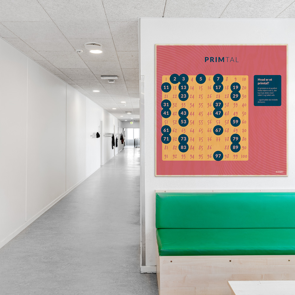 Læringsplade i træfiner med Primtal i klasselokale