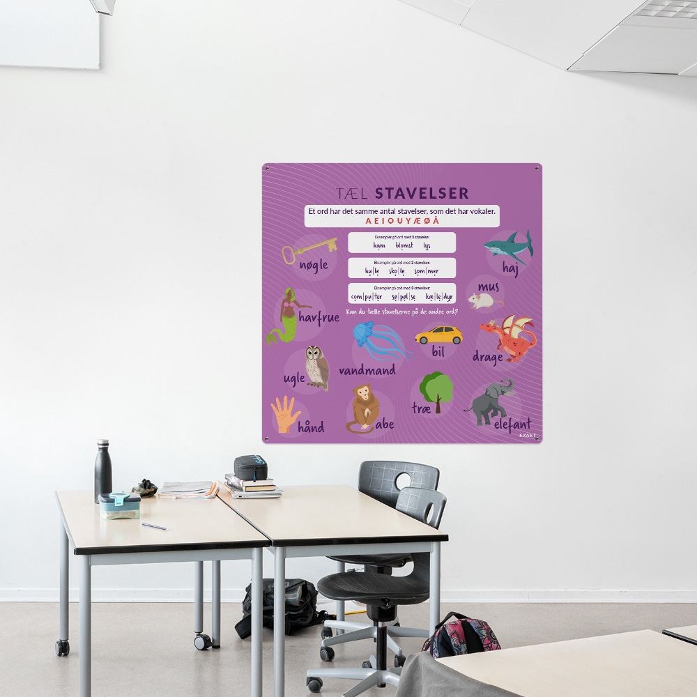 Læringsplade med Stavelser i klasselokale