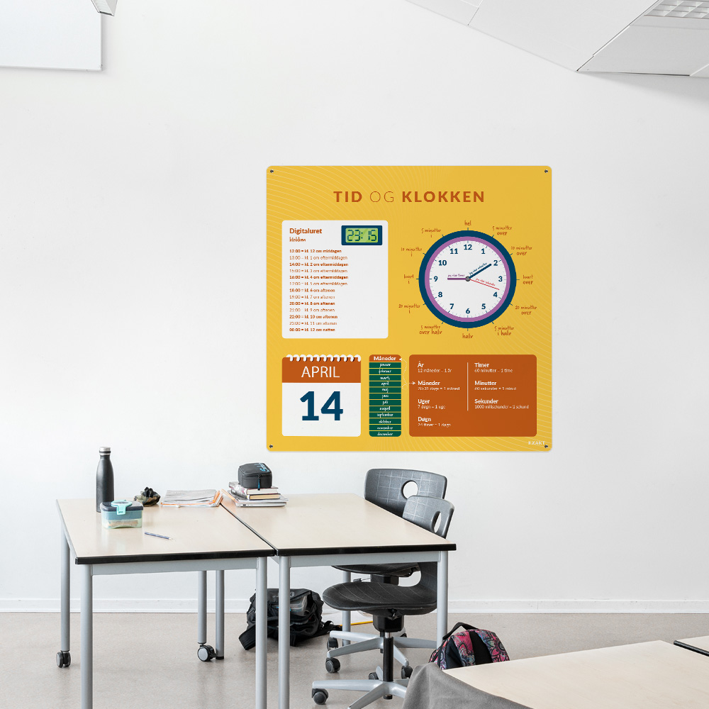 Læringsplade med TidKlokken i klasselokale
