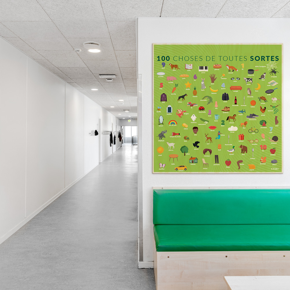 Læringsplade i træfiner med ting002 til klasselokale