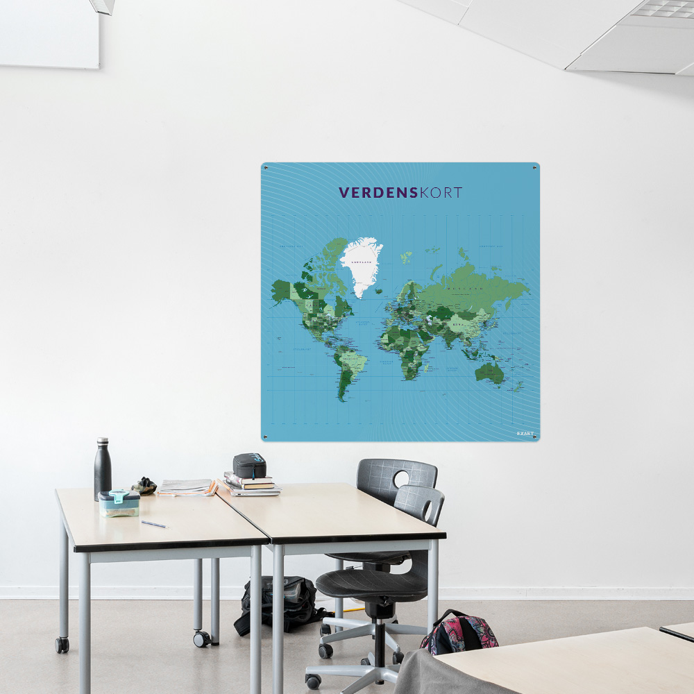 Læringsplade med Verdenskort i klasselokale