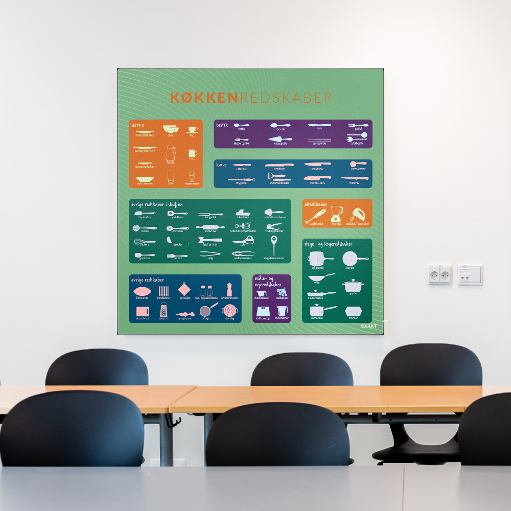 Akustik med køkkenredskaber i klasselokale