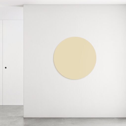 Rundt satin tavle i farven beige