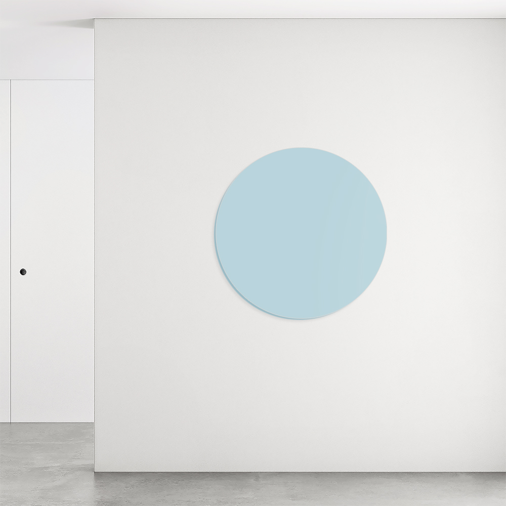 Rundt satin tavle i farven blå