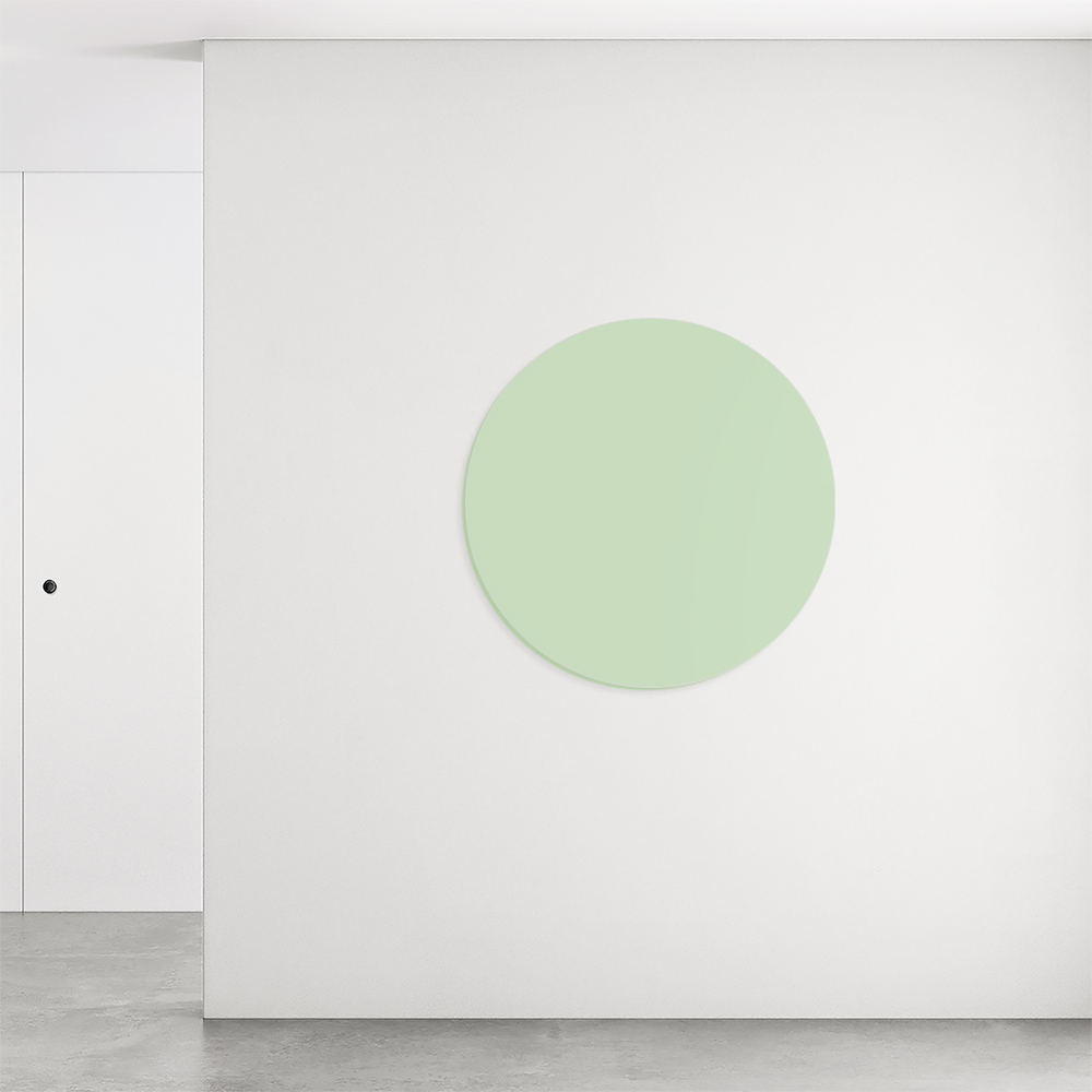 Rundt satin tavle i farven grøn